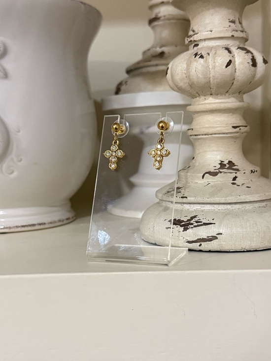 Jewelry - Vintage Gold Avon Cross Dangle Earrings